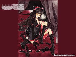 Gothic bunny kimono lolita portrait - a red couch free wallpaper