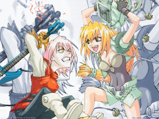 Anime guns guitar kikukawa blonde - official art free wallpaper for desktop