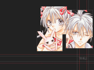 Anime couple black background red - mosaic free wallpaper for desktop