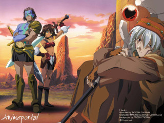 Anime group mountain sunset dusk - a group of anime characters free wallpaper