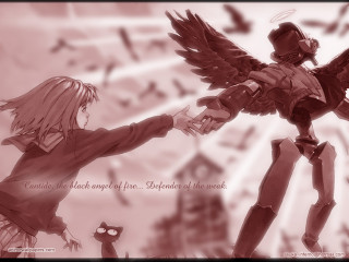 Girl robot bird city angel - its back free wallpaper for desktop