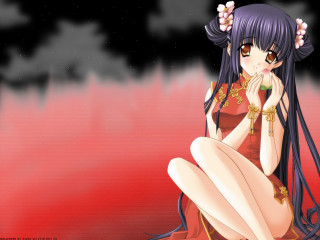 Girl long hair sitting chinese - chen chi free wallpaper