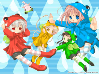 Anime girls flying arms animal - a group of anime girls free wallpaper