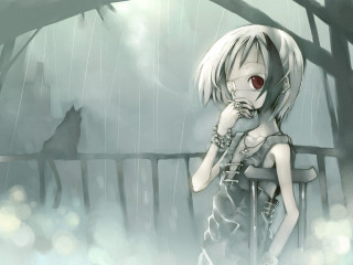 Girl red eyes rainy anime - the rain free wallpaper for desktop