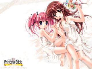 Pink haired anime girls bed 2 - a bed together free wallpaper