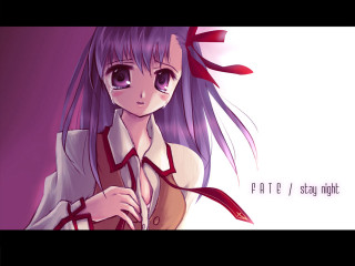Purple haired girl anime tears - red tie free wallpaper