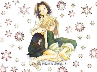 Brothers sitting snowflakes christmas manga - a quote free wallpaper