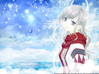 Anime longhair redcape bluebackground clouds - a red cape free wallpaper