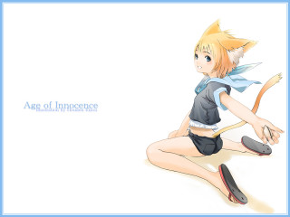 Girl bow blonde cat ears - her hand and a caption free wallpaper