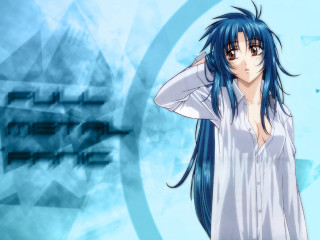Blue haired girl white shirt - a blue swirl free wallpaper