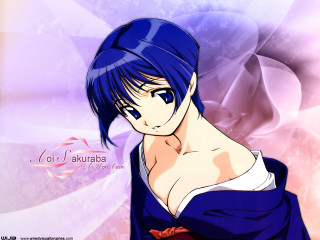 Blue haired woman kimono smile - a blue dress free wallpaper for desktop