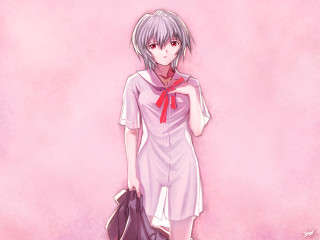 Girl pinkshirt redscarf holding bag - a bag free wallpaper