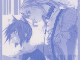 Anime characters butterfly blue white - their shoulder free wallpaper