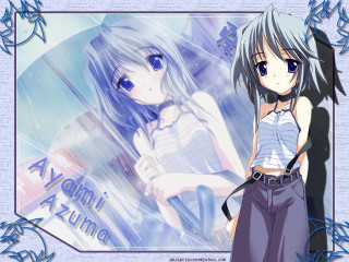 Anime girls blue background rain - a blue frame free wallpaper
