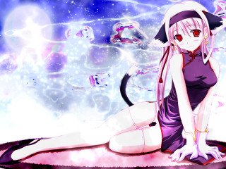 Girl cat starry sky chinese - a background of stars free wallpaper