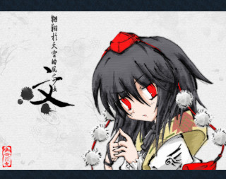 Girl black hair red bow - a white rabbit free wallpaper for desktop