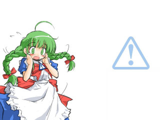 Green hair girl blue chair - ribbon free wallpaper