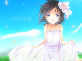 Girl white dress hill flower - a hill free wallpaper