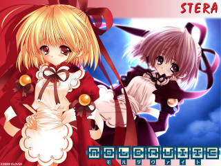 Anime couple stera blue background - promotional free wallpaper for desktop
