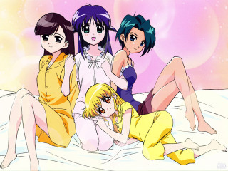 Women bed yellow dresses short - a group of women free wallpaper