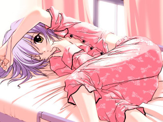 Woman pink dress teddybed anime - her chest free wallpaper
