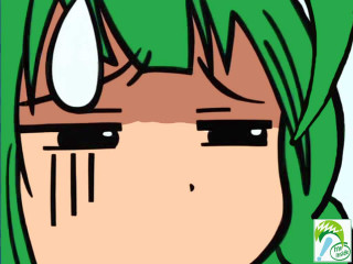 Green hair green eyes kyoto - a cartoon of a person free wallpaper