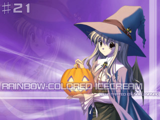 Girl witch pumpkin halloween purple - full color free wallpaper