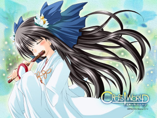 Woman longhair bluehat blowinghair miko - a brush free wallpaper