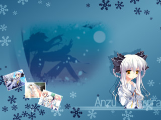 Anime girl snowflakes moon floral - net art free wallpaper