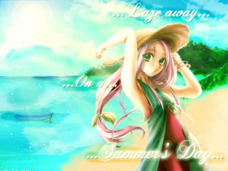 Girl hat beach engrish summer - summer free wallpaper