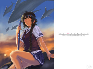 Girl sword rock dolphins sky - the background and a sky background free wallpaper for desktop