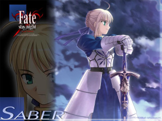 Saber blonde armor clouds glowing - alvan fisher free wallpaper for desktop