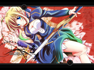 Anime hugging swords red background - a black border free wallpaper for desktop