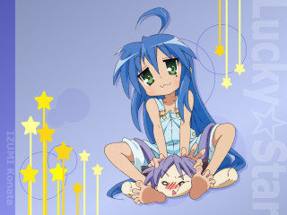 Blue hair girl starry background - her lap free wallpaper