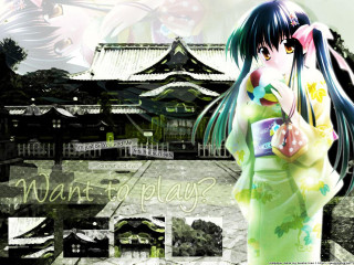 Woman green dress flower japanese - a green dress holding free wallpaper