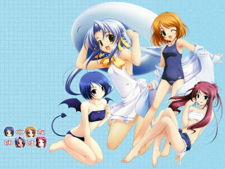 Anime girls bathing suits umbrellas - umbrella free wallpaper