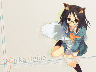 Anime girl cat ears glasses - figurative free wallpaper