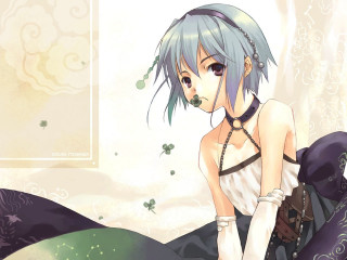Bluehair whiteDress butterflyFrame gothicAnime AlicePrin - frame free wallpaper