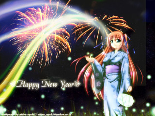 Fireworks starry sky kimono ayu - net art free wallpaper