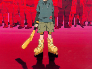 Young boy baseball bat crowd - katsuhiro otomo free wallpaper