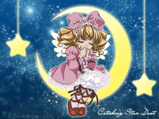 Cartoon girl pink dress crescent - a cartoon girl free wallpaper