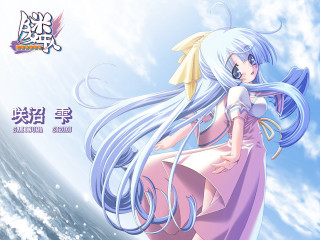 White haired woman water blue - long white hair free wallpaper