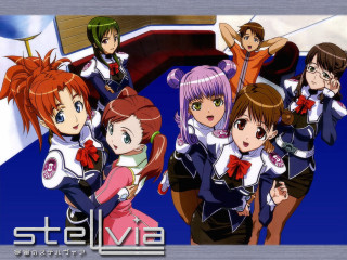 Anime girls blue background red - a red bow free wallpaper for desktop