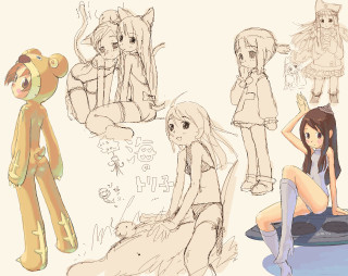 Girl teddy stool lineart yayoi - a stool free wallpaper for desktop