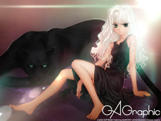 Black dress woman cat bed - a black cat free wallpaper for desktop