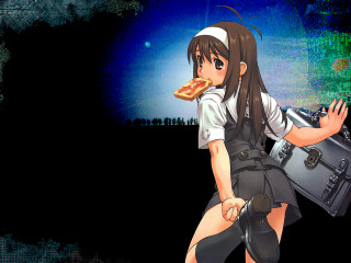 Girl suitcase pizza night starry - a suitcase free wallpaper for desktop