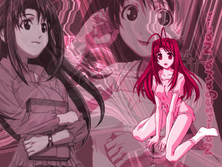 Anime girls pink background crossed - their leg free wallpaper