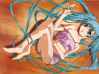 Blue hair woman laying wires 2 - a blue hair free wallpaper for desktop