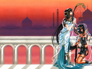 Fantasy egyptian twowomen scepters darkskinned - the other holding free wallpaper for desktop