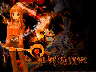 Girl red sword flame orange - a red shirt holding free wallpaper